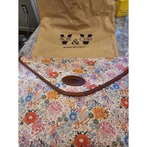 Soie & Cuir Made In Italy V&V Clutch Handbag Beautiful Leather Accents Floral